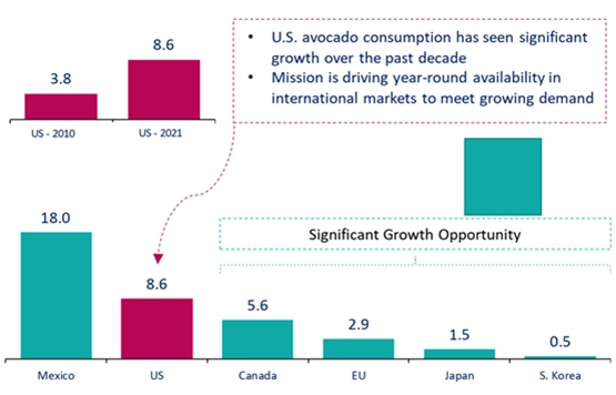 Global Production of avocados